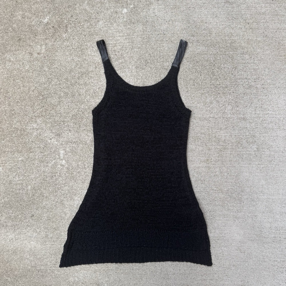 Y2K Knit Bebe Mini Dress With Leather Straps - Picture 1 of 3
